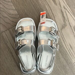 Joe Fresh Silver Sandals with Cushioned Strap